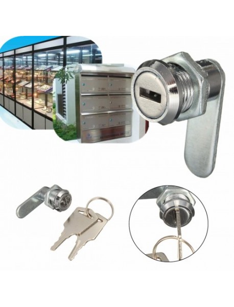 16mm Keyed Alike Cam Lock For Filing Cabinet Mailbox Drawer Cupboard with 2 Keys