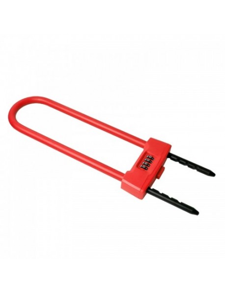 Glass Door Double open U-lock Anti Hydraulic Shear Lengthened Mechanical Code Lock (Red)