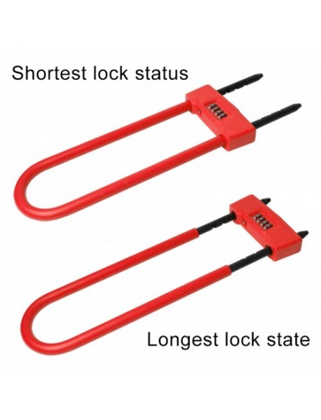 Glass Door Double open U-lock Anti Hydraulic Shear Lengthened Mechanical Code Lock (Red)