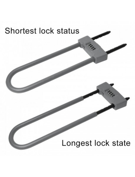 Glass Door Double open U-lock Anti Hydraulic Shear Lengthened Mechanical Code Lock (Grey)