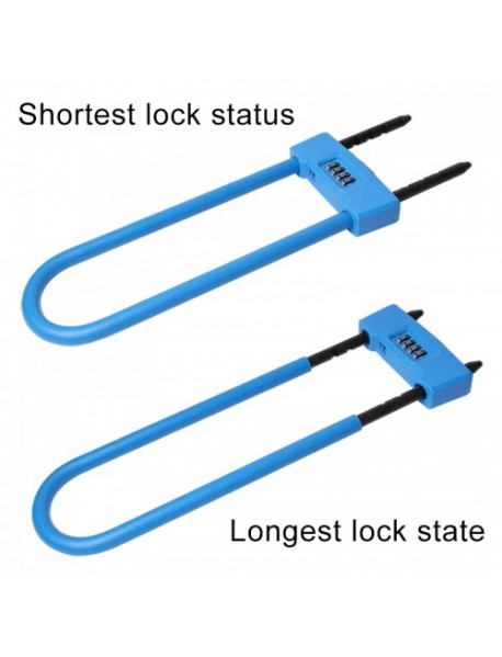 Glass Door Double open U-lock Anti Hydraulic Shear Lengthened Mechanical Code Lock (Blue)