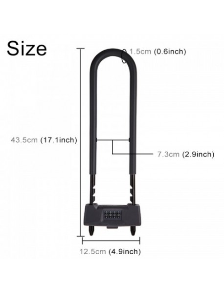 Glass Door Double open U-lock Anti Hydraulic Shear Lengthened Mechanical Code Lock (Black)