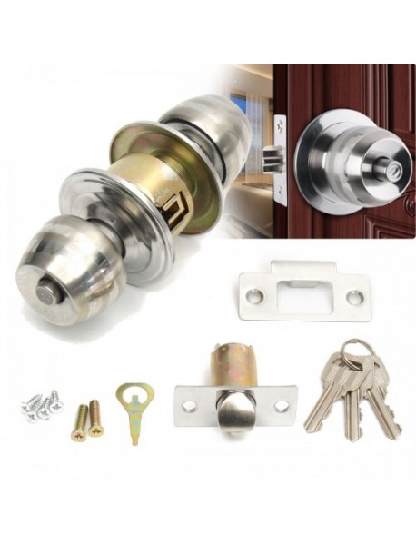 Stainless Steel Cylindrical Door Knob Handle Entrance Lock Set