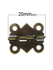 10 pcs Cabinet Door Cupboard Box Hinges 4 Holes Vintage Bronze Tone Butterfly