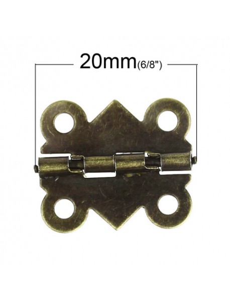 10 pcs Cabinet Door Cupboard Box Hinges 4 Holes Vintage Bronze Tone Butterfly