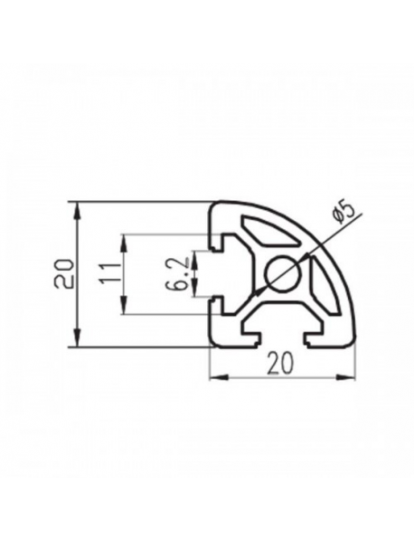 350mm Length 2020R Aluminum Profiles Extrusion Frame for CNC