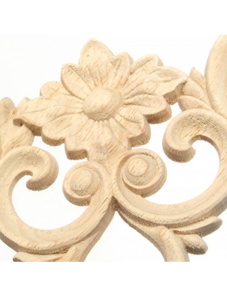 Wood Applique Oak Carving Corner Furniture Frame Onlay Unpainted Decor 20x15cm