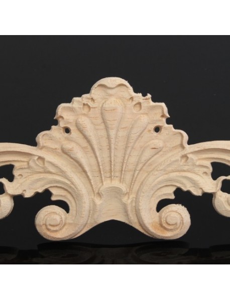 Wood Oak Carving Applique Unpainted Flower Applique Door Corner Decoration Onlay Furniture Cabinet