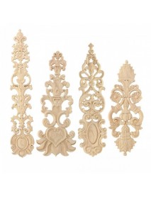 Wood Carving Applique Unpainted Flower Applique Door Decoration Onlay Furniture Cabinet 4 Patterns