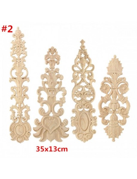 Wood Carving Applique Unpainted Flower Applique Door Decoration Onlay Furniture Cabinet 4 Patterns