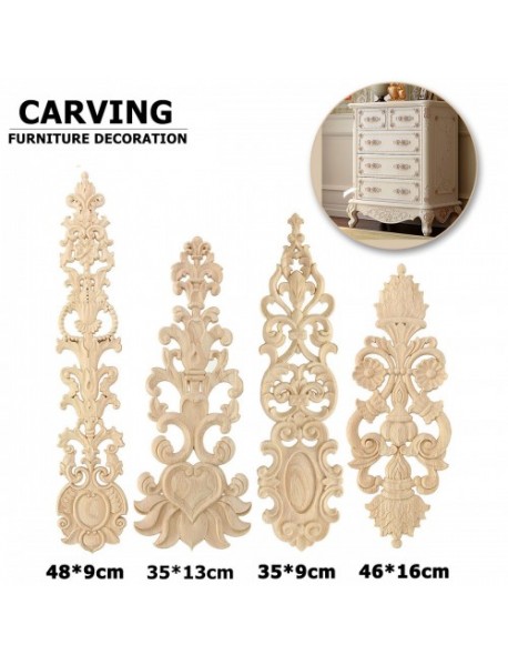 Wood Carving Applique Unpainted Flower Applique Door Decoration Onlay Furniture Cabinet 4 Patterns