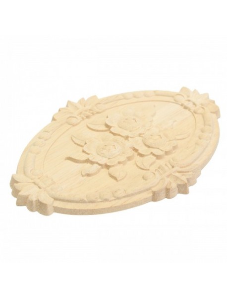 Wood Carving Applique Unpainted Flower Applique Woodcarving Decal 13x9cm 21x15cm