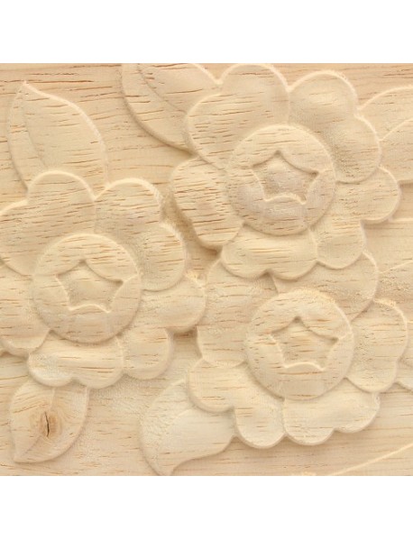 Wood Carving Applique Unpainted Flower Applique Woodcarving Decal 13x9cm 21x15cm