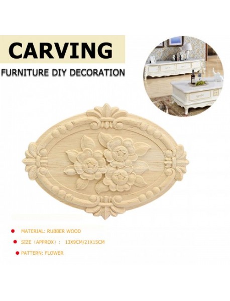 Wood Carving Applique Unpainted Flower Applique Woodcarving Decal 13x9cm 21x15cm