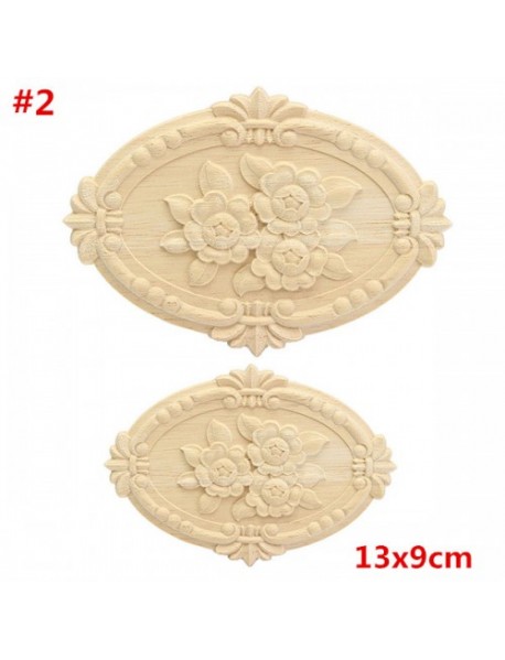 Wood Carving Applique Unpainted Flower Applique Woodcarving Decal 13x9cm 21x15cm